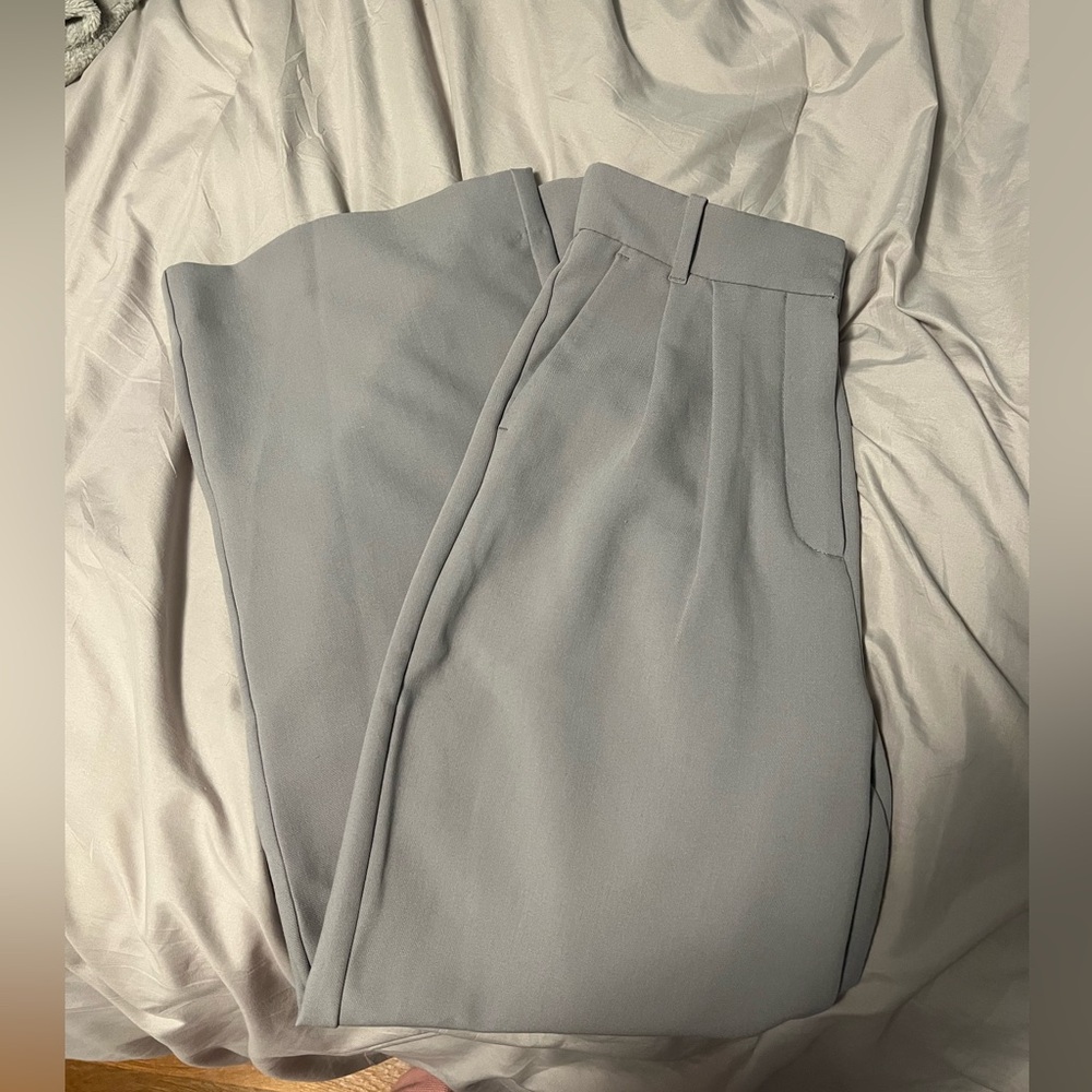 Abercrombie & Fitch Light Gray Wide-Leg Trousers